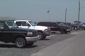 Photo of line of trailer pullers at Barnegat Light